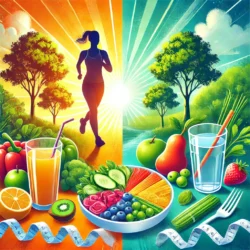 Vücudunuzu En İyi Hale Getirin 13 DALL·E 2024 11 18 09.39.00 A vibrant and healthy lifestyle illustration showcasing a balance of exer