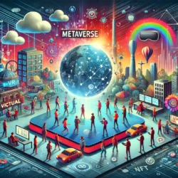 Geleceği Şekillendiren Dijital Evrende Yeni Bir Dönem 19 DALL·E 2024 11 18 09.42.43 A futuristic and vibrant illustration representing the concept of Metaver