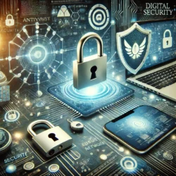 Dijital Dünyada Kendinizi Nasıl Koruyabilirsiniz? 11 DALL·E 2024 11 18 16.53.25 A digital security concept image showing various elements like a lock shi
