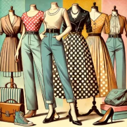 Geri Dönen Eski Trendler | Vintage Modanın Yükselişi 17 DALL·E 2024 11 20 10.18.27 A retro inspired fashion scene featuring vintage clothing such as high wa