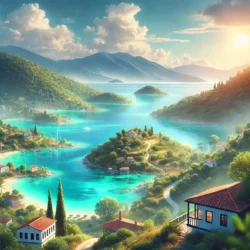 Ege’nin Saklı Cennetleri: Fethiye’den Bodrum’a Küçük Kaçamaklar 3 DALL·E 2024 12 10 10.59.33 A stunning and serene digital painting showcasing the hidden gems of the