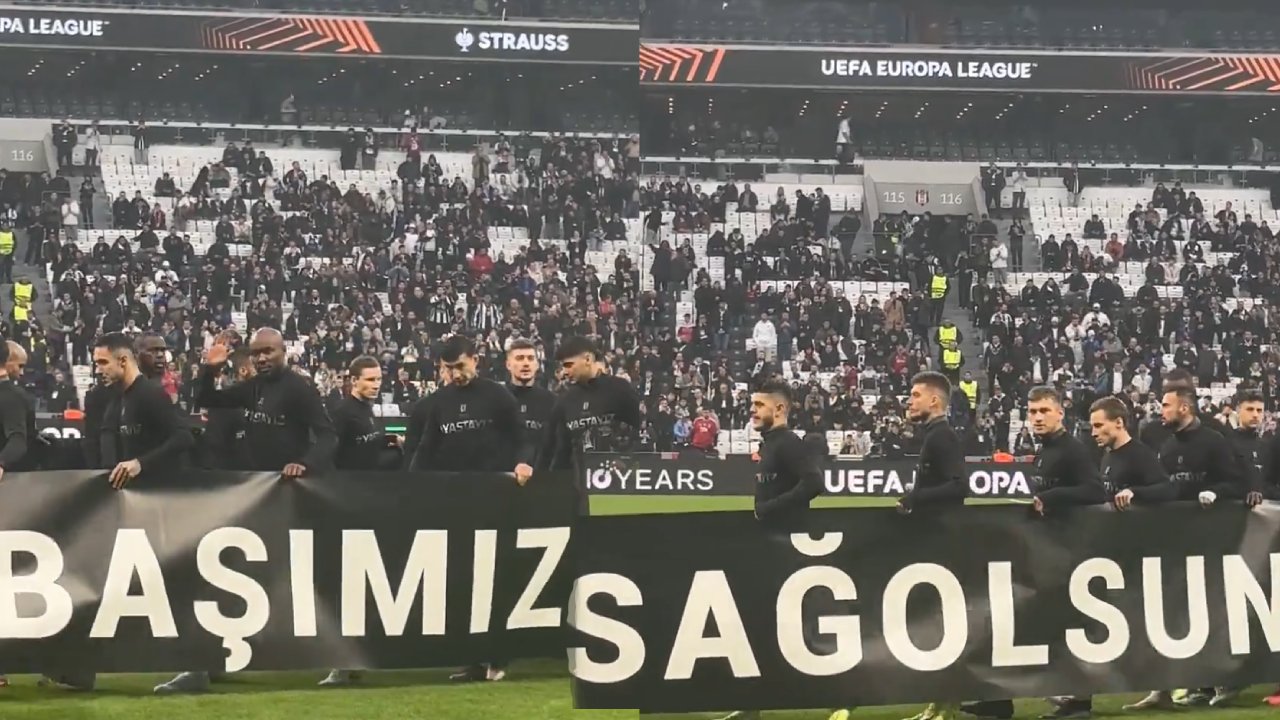 Beşiktaş, maça "Başımız Sağ Olsun" pankartıyla çıktı 11 497601