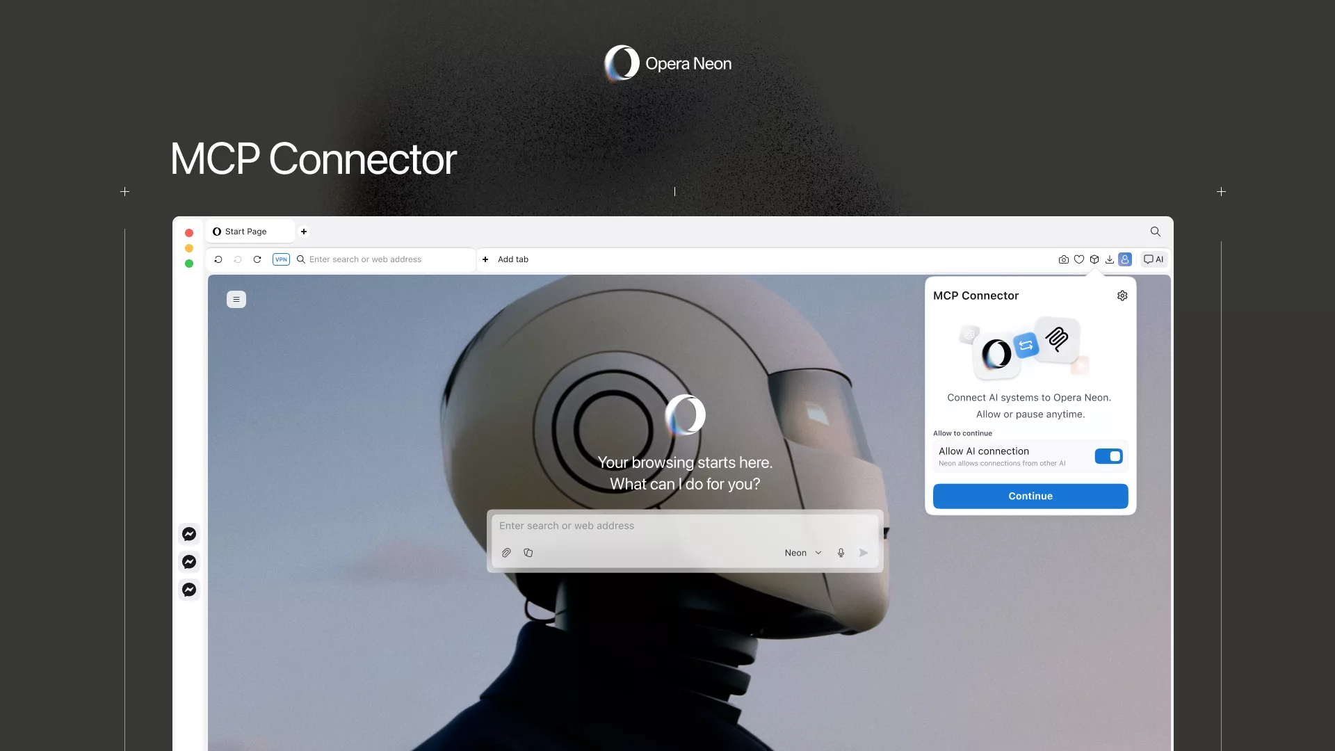 Opera Neon Harici Yapay Zeka Araçlarını Tarayıcıya Entegre Ediyor 1 1774939564 MCP Connectors UI.webp